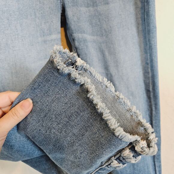 Jen7 by 7 For All Mankind Ankle Straight Jeans Raw Hem Women's 8 Casual Weeked - Picture 5 of 12